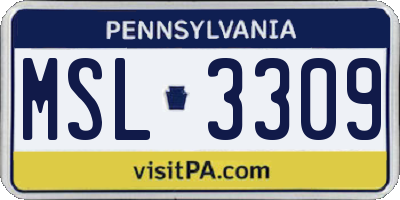 PA license plate MSL3309