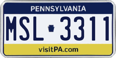 PA license plate MSL3311