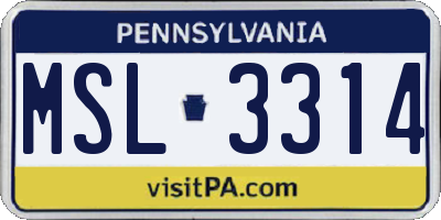 PA license plate MSL3314