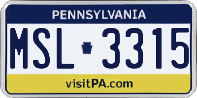 PA license plate MSL3315
