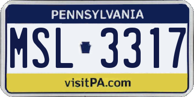 PA license plate MSL3317