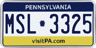 PA license plate MSL3325