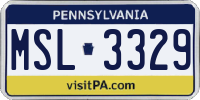 PA license plate MSL3329