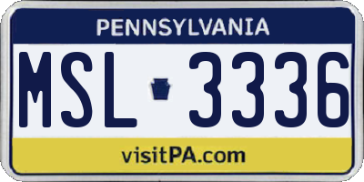 PA license plate MSL3336