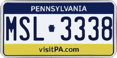 PA license plate MSL3338