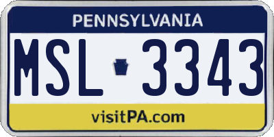 PA license plate MSL3343