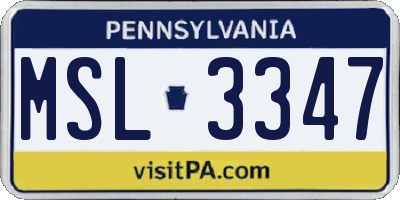 PA license plate MSL3347