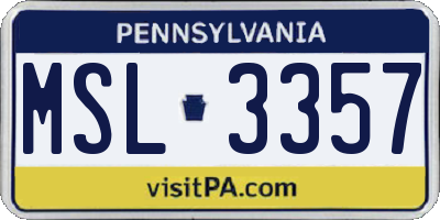PA license plate MSL3357