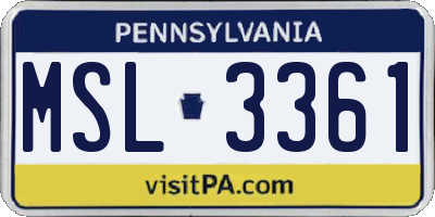 PA license plate MSL3361