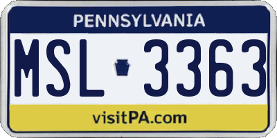 PA license plate MSL3363