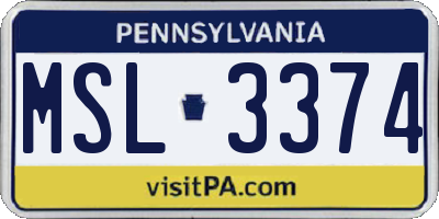 PA license plate MSL3374