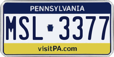 PA license plate MSL3377