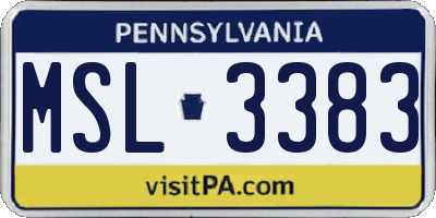 PA license plate MSL3383