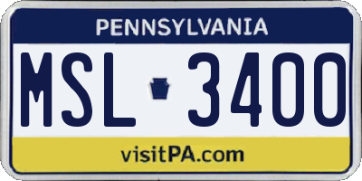 PA license plate MSL3400