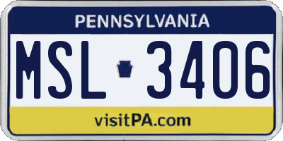 PA license plate MSL3406