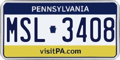 PA license plate MSL3408