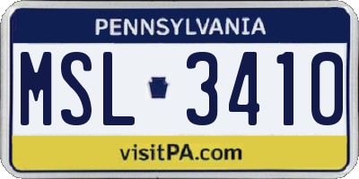 PA license plate MSL3410