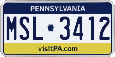 PA license plate MSL3412