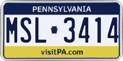 PA license plate MSL3414