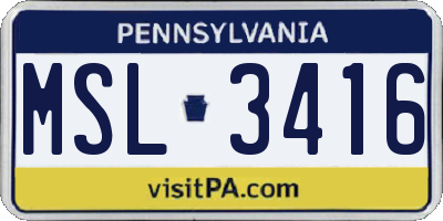 PA license plate MSL3416