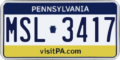 PA license plate MSL3417