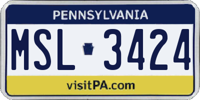 PA license plate MSL3424