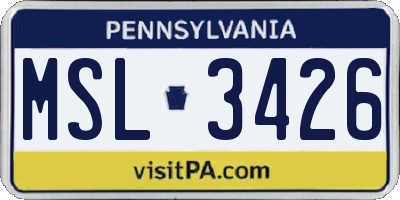 PA license plate MSL3426