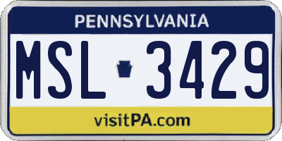 PA license plate MSL3429