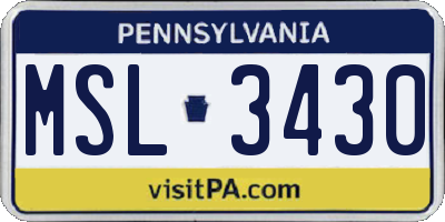PA license plate MSL3430