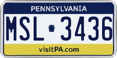 PA license plate MSL3436