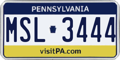 PA license plate MSL3444