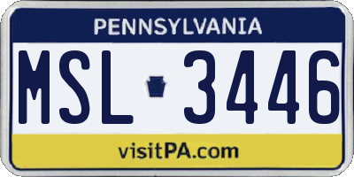 PA license plate MSL3446