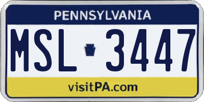 PA license plate MSL3447