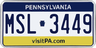 PA license plate MSL3449