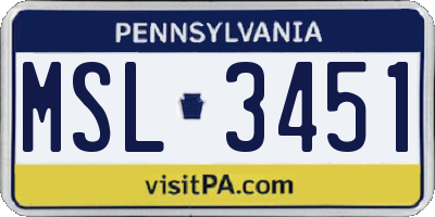PA license plate MSL3451