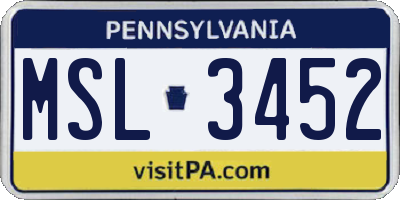 PA license plate MSL3452