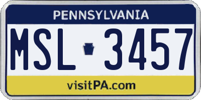 PA license plate MSL3457