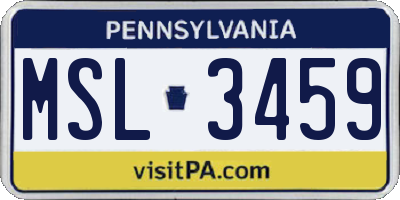 PA license plate MSL3459