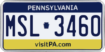 PA license plate MSL3460