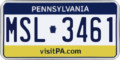 PA license plate MSL3461