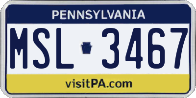 PA license plate MSL3467