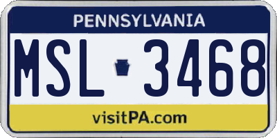 PA license plate MSL3468