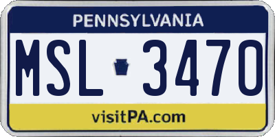 PA license plate MSL3470
