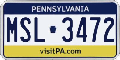 PA license plate MSL3472