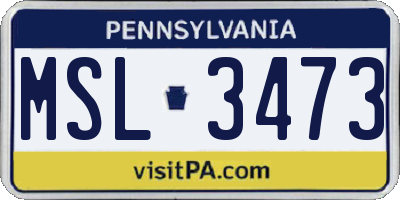 PA license plate MSL3473