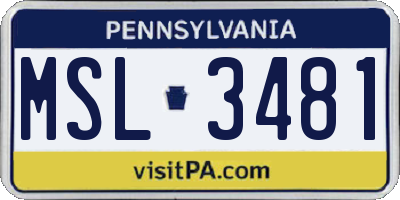 PA license plate MSL3481