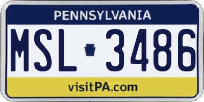 PA license plate MSL3486