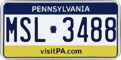 PA license plate MSL3488