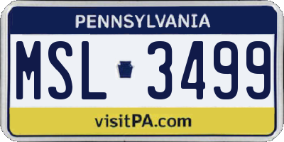 PA license plate MSL3499