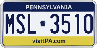 PA license plate MSL3510
